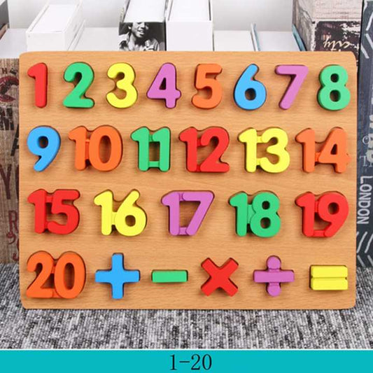 Wooden Alphabet, Numbers, and Shapes Puzzle Board for Kids